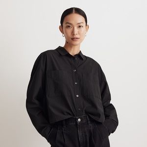 Madewell NWT nm415 Signature Poplin Cotton Crop Shirt Sz L